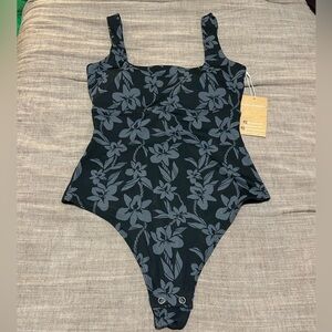 Teal x Lex Breezy Black Floral bodysuit